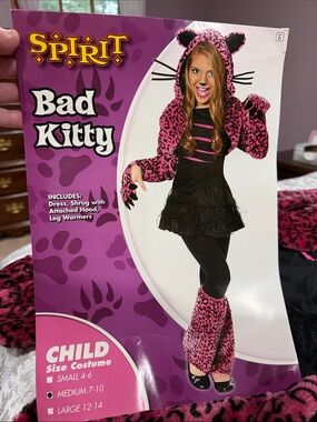 Spirit Pink Leopard Bad Kitty Costume with Black Accents